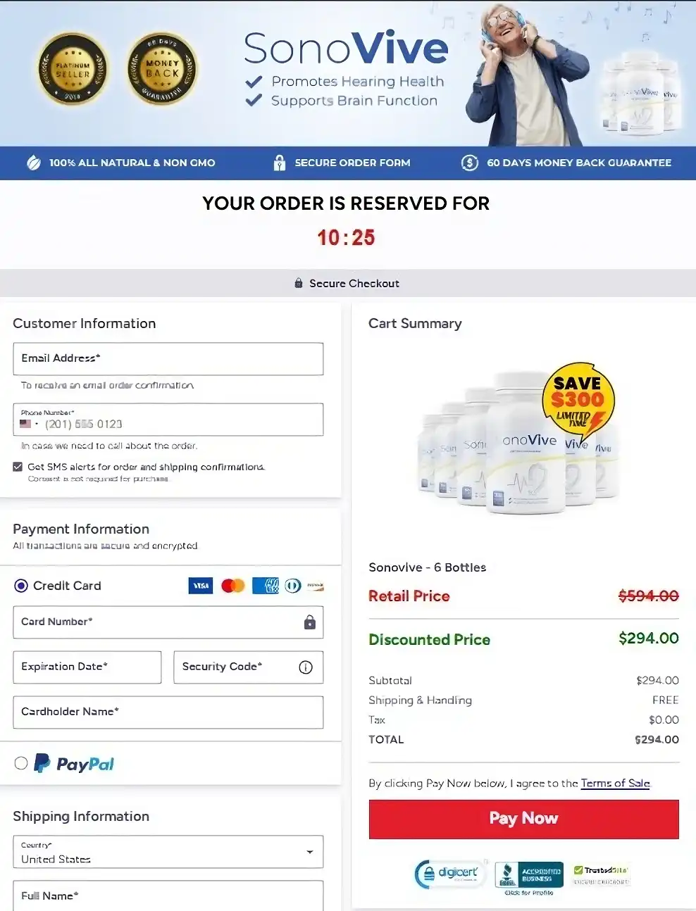 SonoVive Order Page